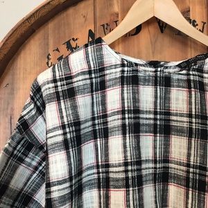 Black & White Plaid Linen Top